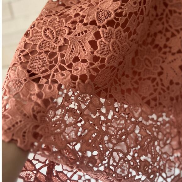 ASTR the LABEL Petal Pink Crochet Lace Sleeveless V Neck/Back Midi Dress L - Picture 5 of 6